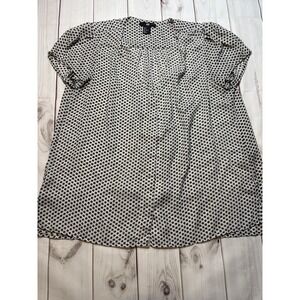 Women’s H&M Black White Pattern Blouse Size 8 Medium Short Sleeve